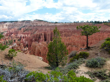 Scenic view of bryce canyons against sky