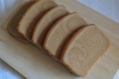 Close-up of bread on cutting board