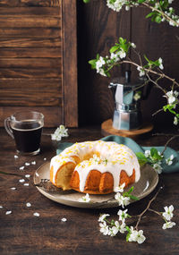 Close-up of breakfast on table