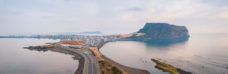 Panoramic view of sea against cloudy sky