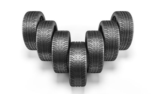 High angle view of tires over white background