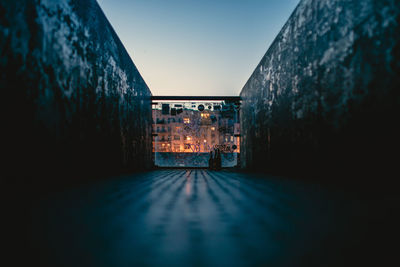 Surface level of balcony during sunset