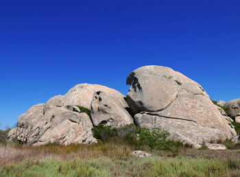 Large rounded boulders in the nature of the island of la maddalena in sardinia