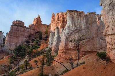 Low angle view of rock formations