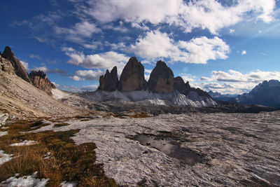 Scenic view of mountains against sky - tre cime di lavaredo - dolomiti - italy