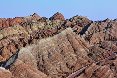 Rock formations on landscape against sky