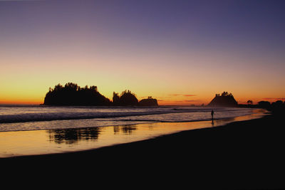 Scenic view of sea at sunset