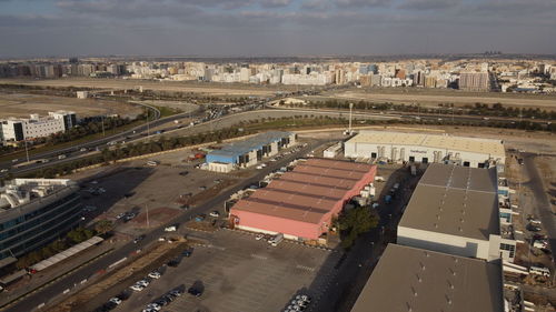 High angle view of city