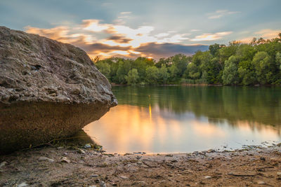 Scenic view of lake against sky