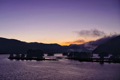 Scenic view of sea against sky at sunset