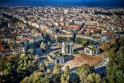 High angle view of city