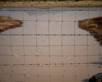 Close-up of fence on field