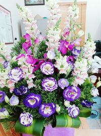 Close-up of flowers on table