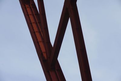 Low angle view of bridge against clear blue sky