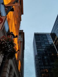 Low angle view of buildings against clear sky