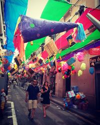 Chinese lanterns hanging on street
