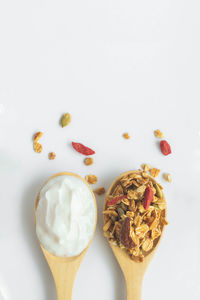 Directly above shot of ice cream against white background