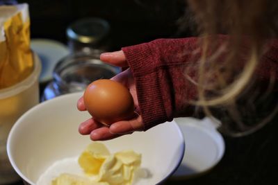 Close-up of person holding egg