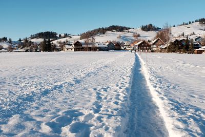 Scenic view of snow covered landscape