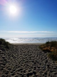 Scenic view of beach against sky
