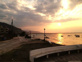 Scenic view of sea against cloudy sky