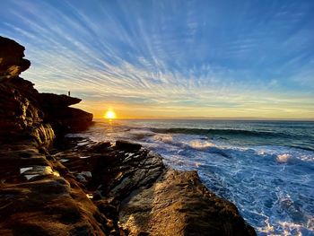 Scenic view of sea against sky during sunset