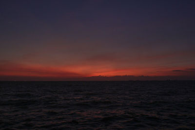 Scenic view of sea against sky at sunset