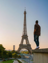 Eiffel tower at sunrise in paris france, paris eifel tower on a summer day