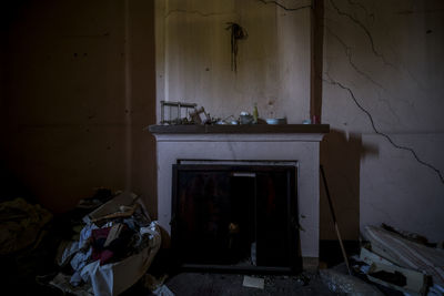 Fireplace of abandoned room