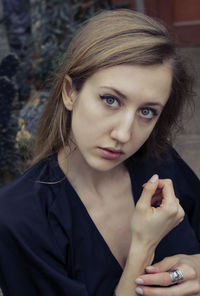 Close-up portrait of a beautiful young woman