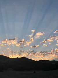 Scenic view of silhouette mountains against sky during sunset