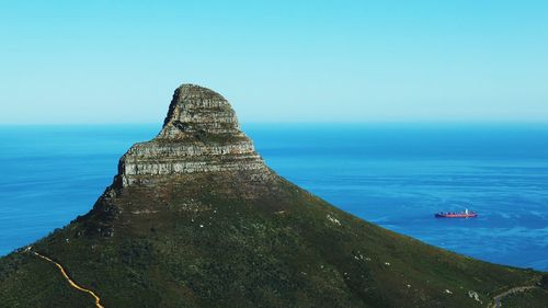 Scenic view of sea against blue sky