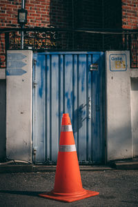 Traffic cone on road