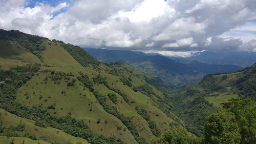 Scenic view of mountains against sky