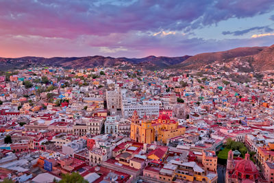 High angle view of townscape against sky