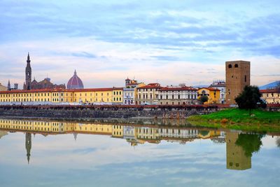 Reflection of buildings in water