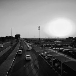 High angle view of traffic on highway in city