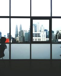 View of building through window