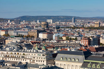 High angle shot of townscape against sky