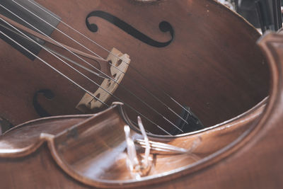 Close-up of double bass