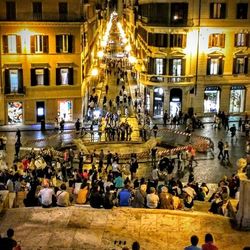 Crowd in city at night