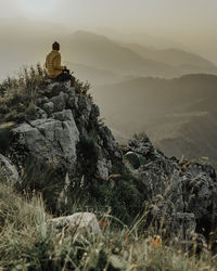 Scenic view of rocky mountains against sky