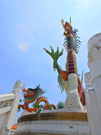 Low angle view of statue against sky