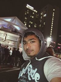 Portrait of woman at night