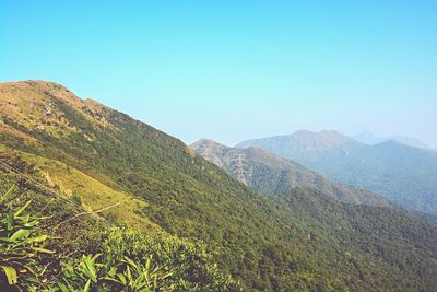 Scenic view of mountains against clear sky