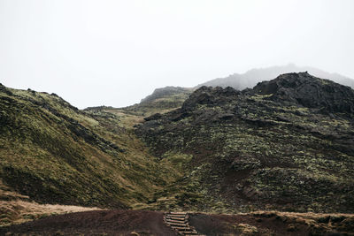 Scenic view of mountains against clear sky