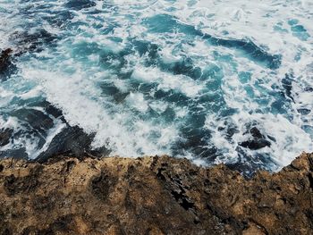 High angle view of sea waves