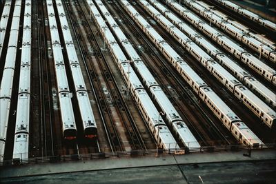 Aerial view of trains