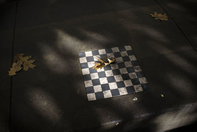 High angle view of chess board