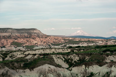 Scenic view of landscape and mountains against sky